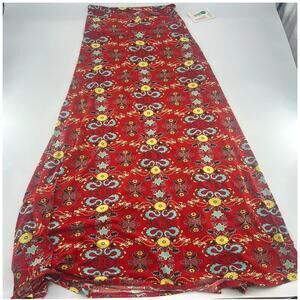 Lularoe Maxi Skirt Women Extra Small Red Floral Long Flowy Stretch Geometric New
